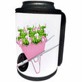 3dRose Anne Marie Baugh - Illustrations - Cute Pink Wheelbarrel With Pink and White Flowers Illustration - Can Cooler Bottle Wrap (cc_267711)