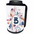 3dRose Anne Marie Baugh - Monograms - Boho Feather Wreath with A Monogram B Initial Watercolor Design - Can Cooler Bottle Wrap (cc_267729)
