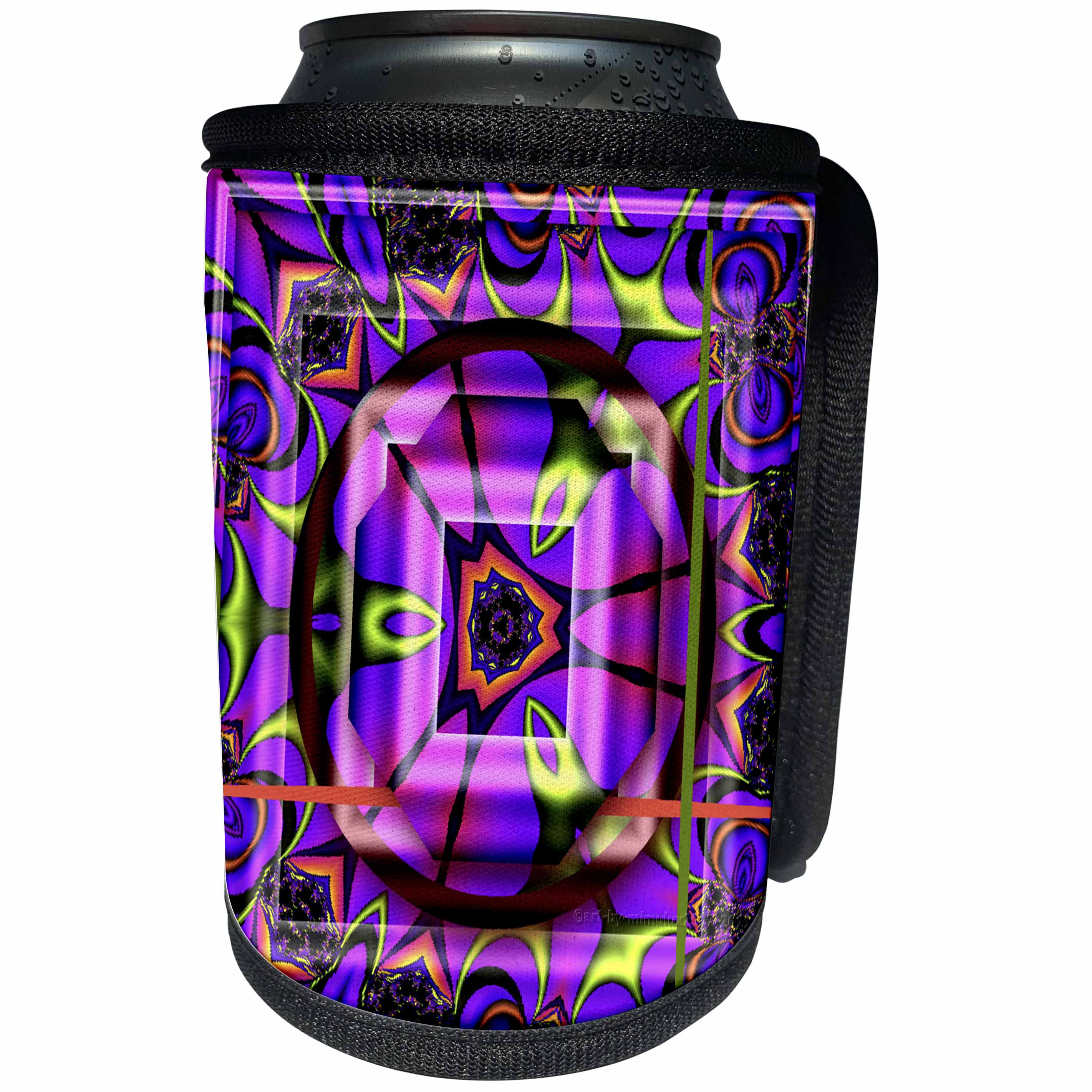 3dRose mimulux Psychedellic Art - MANDALA zen InnerBalance harmony blue green pink peace energy glowing chakra meditation NewAge - Can Cooler Bottle Wrap (cc_26773)