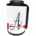 3dRose Anne Marie Baugh - Monograms - Cute Watercolor Red and Black Ladybug Heart Arrow Monogram A - Can Cooler Bottle Wrap (cc_267740)