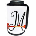 3dRose Anne Marie Baugh - Monograms - Cute Watercolor Red and Black Ladybug Heart Arrow Monogram M - Can Cooler Bottle Wrap (cc_267743)