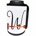 3dRose Anne Marie Baugh - Monograms - Cute Watercolor Red and Black Ladybug Heart Arrow Monogram W - Can Cooler Bottle Wrap (cc_267744)