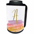 3dRose Anne Marie Baugh - Monograms - Modern Purple, Pink, Gold Brush Strokes Monogram A - Can Cooler Bottle Wrap (cc_267745)