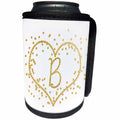 3dRose Anne Marie Baugh - Monograms - Glam Digital Printed Gold Confetti Heart Monogram B - Can Cooler Bottle Wrap (cc_267756)