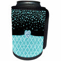 3dRose Anne Marie Baugh - Glitter and Chic - Glam Digital Turquoise Glitter Quatrefoil Diamond and Jewel Design - Can Cooler Bottle Wrap (cc_267768)