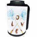 3dRose Anne Marie Baugh - Watercolor - Pretty Watercolor Blue Dandelion Flowers With Love Design - Can Cooler Bottle Wrap (cc_267775)