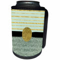 3dRose Anne Marie Baugh - Glitter and Chic - Contemporary Mint Green and Gold Stripes, Glitter, Gold Circle - Can Cooler Bottle Wrap (cc_267785)