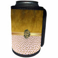 3dRose Anne Marie Baugh - Glitter and Chic - Glam Gold Watercolor, Pink and Gold Dots With A Digital Pearl Center - Can Cooler Bottle Wrap (cc_267790)