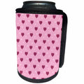3dRose 777images Designs Patterns - Red and Pink Hearts on a pink background - Can Cooler Bottle Wrap (cc_26780)
