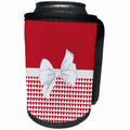 3dRose Anne Marie Baugh - Hearts and Valentines - Cute Red and White Watercolor Hearts, Polka Dot and Bow Design - Can Cooler Bottle Wrap (cc_267806)