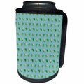 3dRose 777images Designs Patterns - Pink green floral pattern on blue green background - Can Cooler Bottle Wrap (cc_26781)
