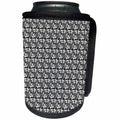 3dRose 777images Designs Patterns - Vintage Damask leaf pattern in black and white - Can Cooler Bottle Wrap (cc_26782)