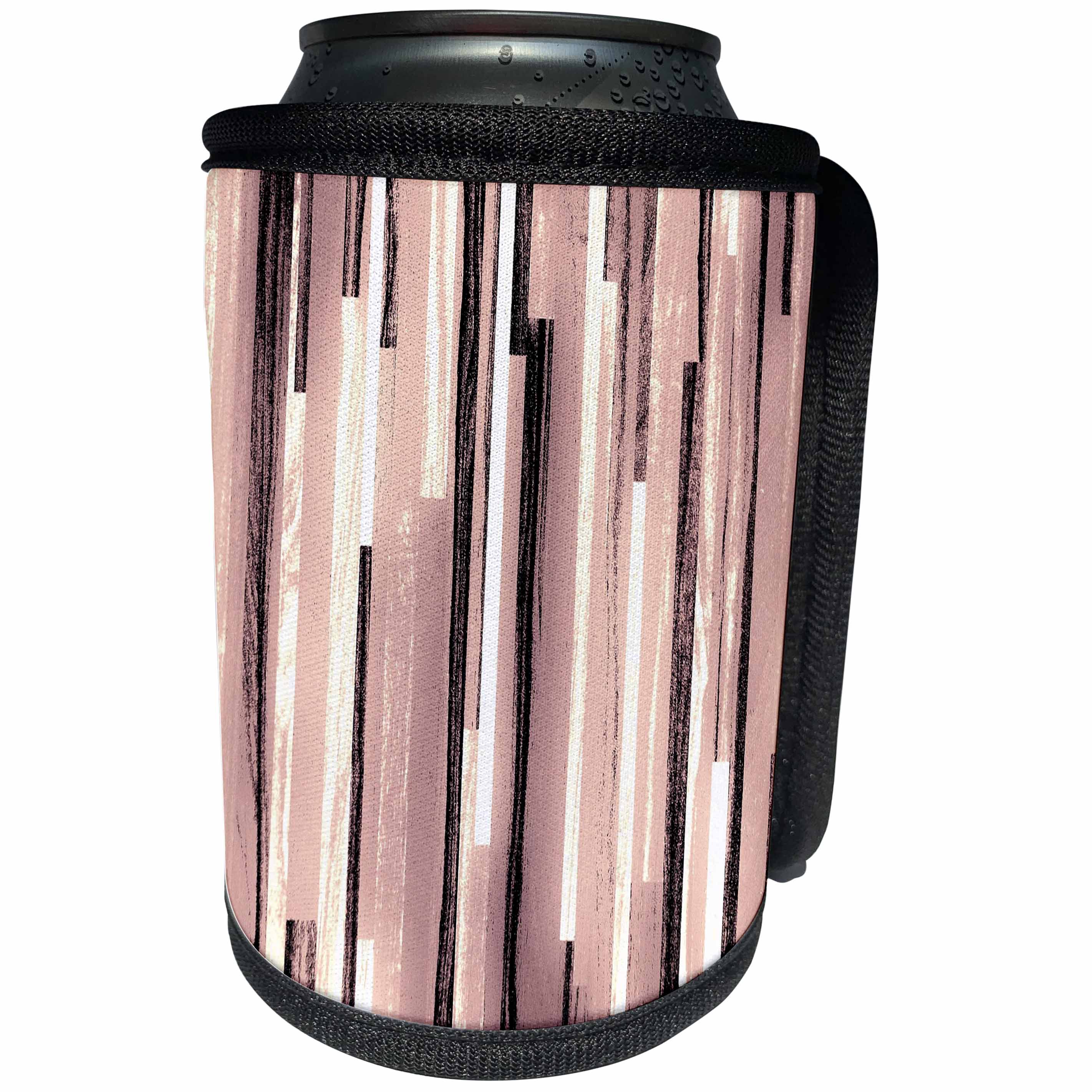 3dRose Costasonlineshop Background - Image of Old Rose Wood Stripes - Can Cooler Bottle Wrap (cc_267823)