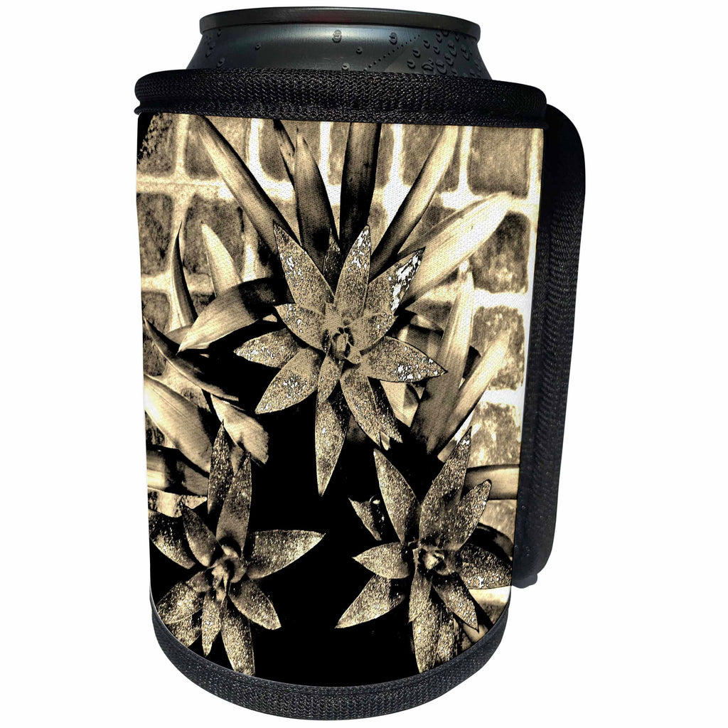 3dRose Costasonlineshop Christmas - Image of Glitter Black White Christmas Stars - Can Cooler Bottle Wrap (cc_267829)