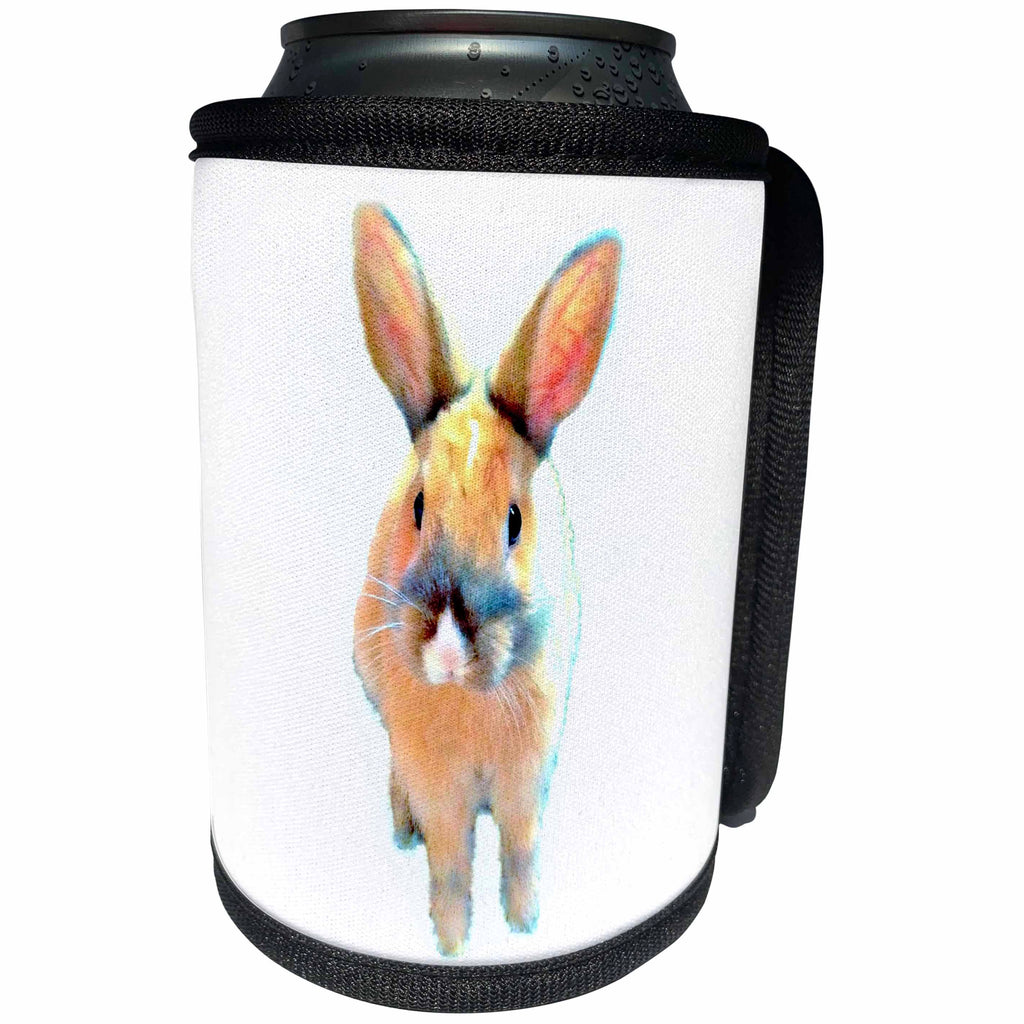 3dRose Costasonlineshop Illustration - Cute Beige Bunny - Can Cooler Bottle Wrap (cc_267834)