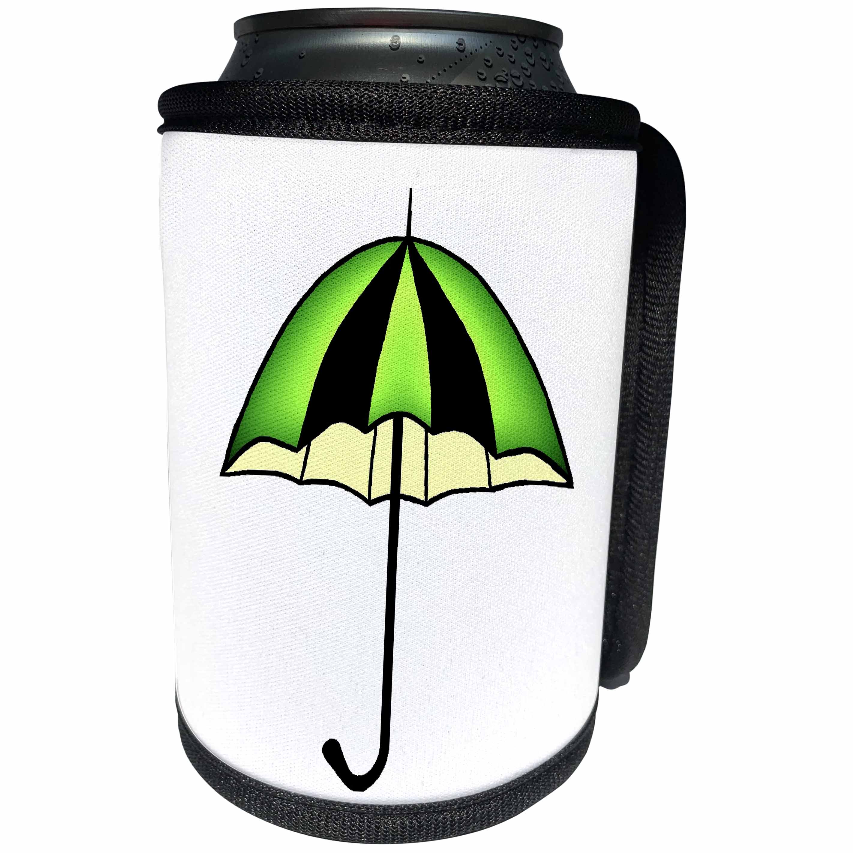 3dRose Costasonlineshop Illustration - Green Black Umbrella Vector Illustration - Can Cooler Bottle Wrap (cc_267838)