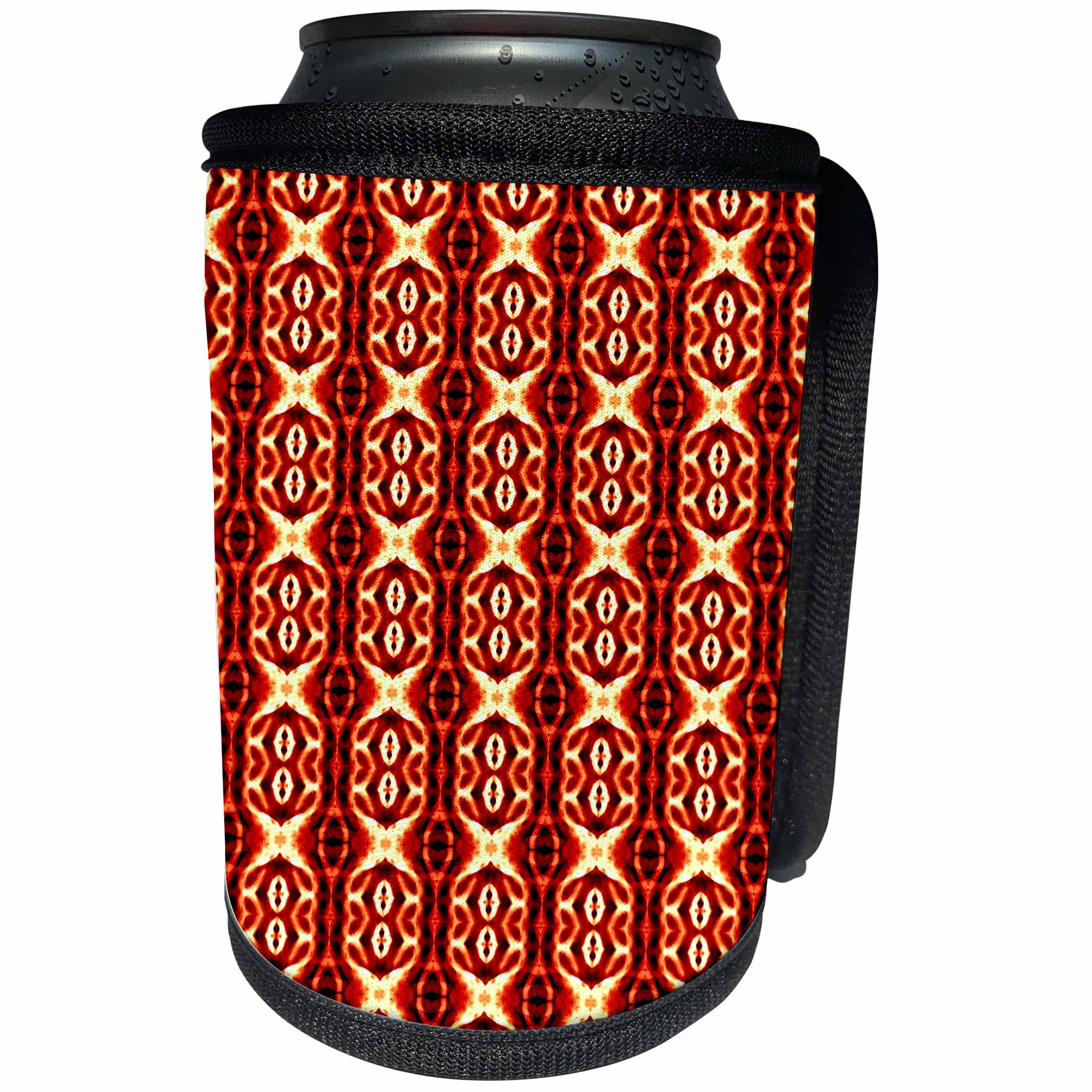 3dRose Costasonlineshop Pattern - Red Beige Stripes Girly Pattern - Can Cooler Bottle Wrap (cc_267847)