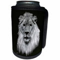 3dRose 777images Digital Paintings Wildlife - Digital Painting of a lion in white over black - Can Cooler Bottle Wrap (cc_26786)