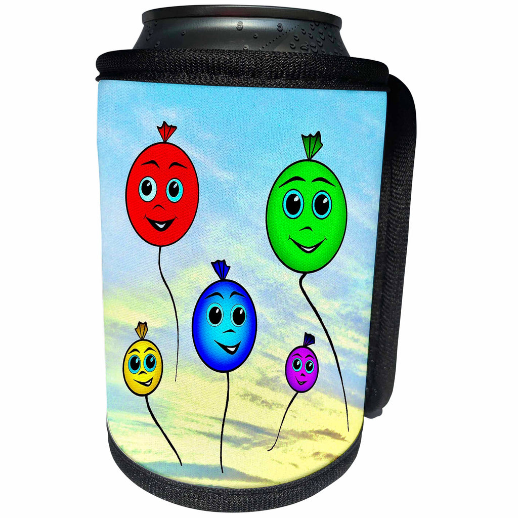 3dRose Costasonlineshop Illustration - Colorful Balloons flying in the sky - Can Cooler Bottle Wrap (cc_267866)