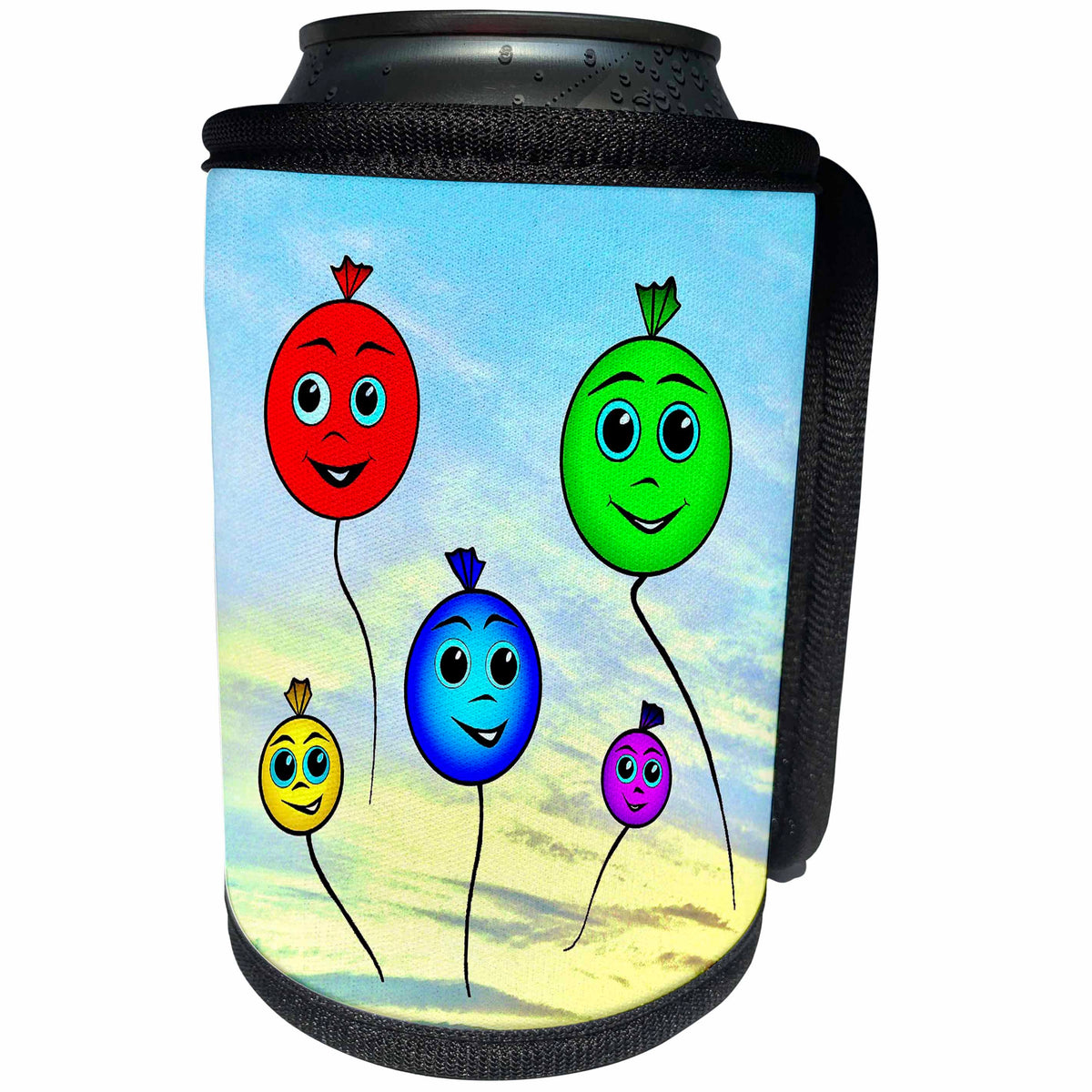 3dRose Costasonlineshop Illustration - Colorful Balloons flying in the sky - Can Cooler Bottle Wrap (cc_267866)