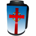 3dRose 777images Designs Christian - Scarlet and gold celtic cross on a blue gradient background - Can Cooler Bottle Wrap (cc_26787)