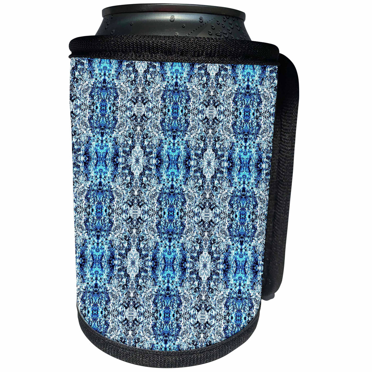 3dRose Costasonlineshop Pattern - Blue Damask Seamless Folklore Pattern - Can Cooler Bottle Wrap (cc_267872)