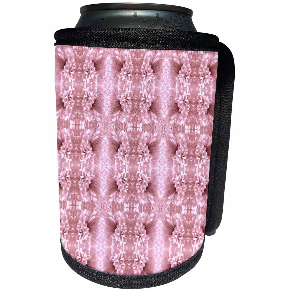 3dRose Costasonlineshop Design Flowers - Old Rose Geometric Seamless Flower Pattern - Can Cooler Bottle Wrap (cc_267873)
