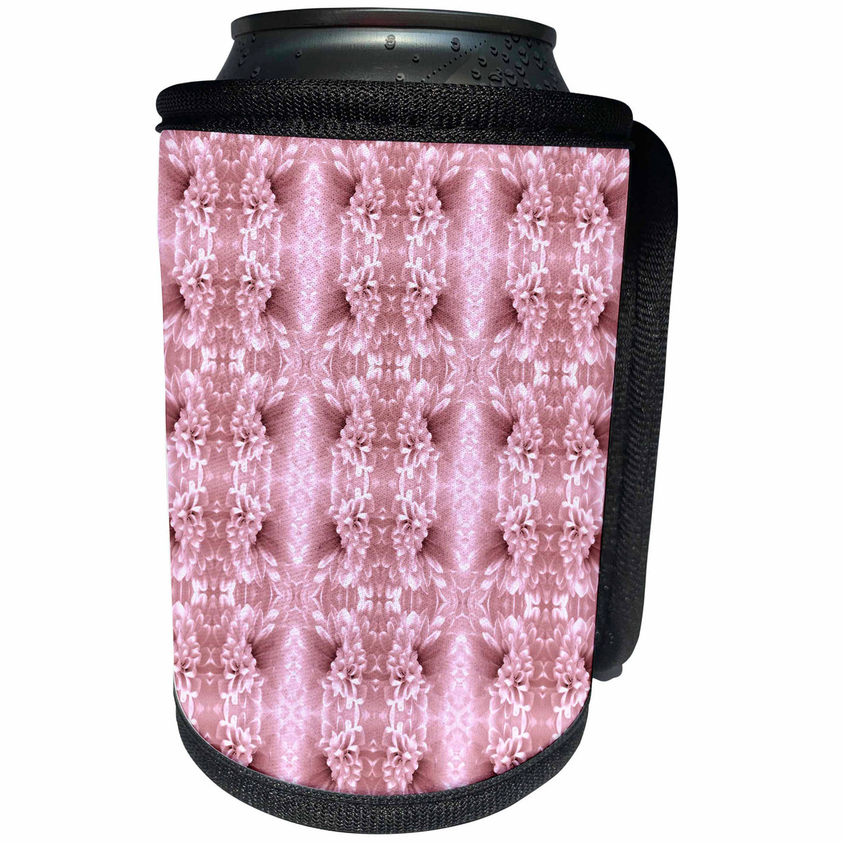 3dRose Costasonlineshop Design Flowers - Old Rose Geometric Seamless Flower Pattern - Can Cooler Bottle Wrap (cc_267873)