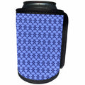3dRose 777images Designs Patterns - Vintage Damask pattern black on blue - Can Cooler Bottle Wrap (cc_26789)