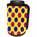3dRose 777images Designs Patterns - Red and Blue Polka Dots on a Yellow Background - Can Cooler Bottle Wrap (cc_26790)