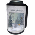 3dRose Beverly Turner Christmas Design - Animals in the Winter Forest, Tree with Star, Merry Christmas - Can Cooler Bottle Wrap (cc_267913)
