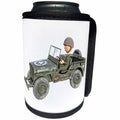 3dRose Boehm Graphics Cartoon - Military Truck with Cartoon Soldier - Can Cooler Bottle Wrap (cc_268023)