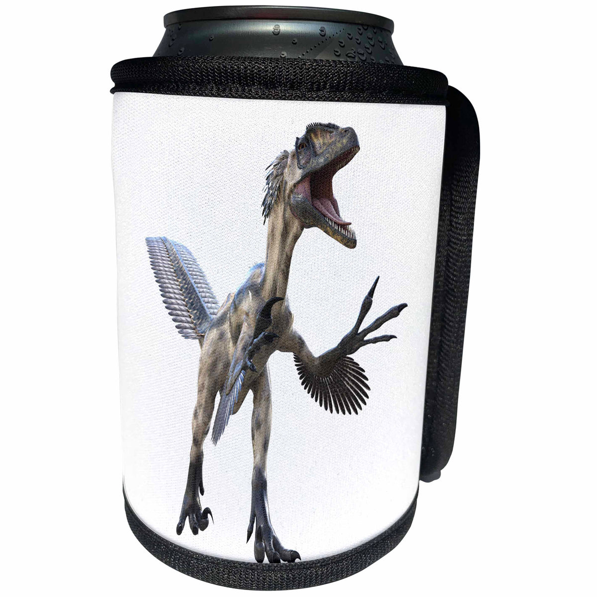 3dRose Boehm Graphics Dinosaur - Deinonychus Running Diagonally to the Right Head High and Roaring - Can Cooler Bottle Wrap (cc_268041)