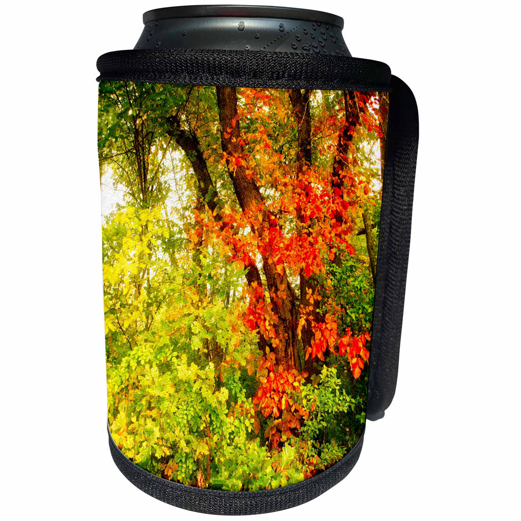 3dRose Boehm Photography Season Fall - Autumn Yellow Green and Red - Can Cooler Bottle Wrap (cc_268053)
