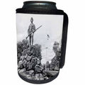 3dRose Boehm Graphics History - Lexington Minuteman Statue in Black and White - Can Cooler Bottle Wrap (cc_268060)