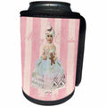 3dRose Andrea Haase Christmas Vintage - Nostalgic Christmas Fairy Illustration On Pink Stripes - Can Cooler Bottle Wrap (cc_268062)
