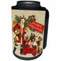 3dRose Andrea Haase Christmas Vintage - Nostalgic Santa Claus With Toys Christmas Illustration - Can Cooler Bottle Wrap (cc_268068)