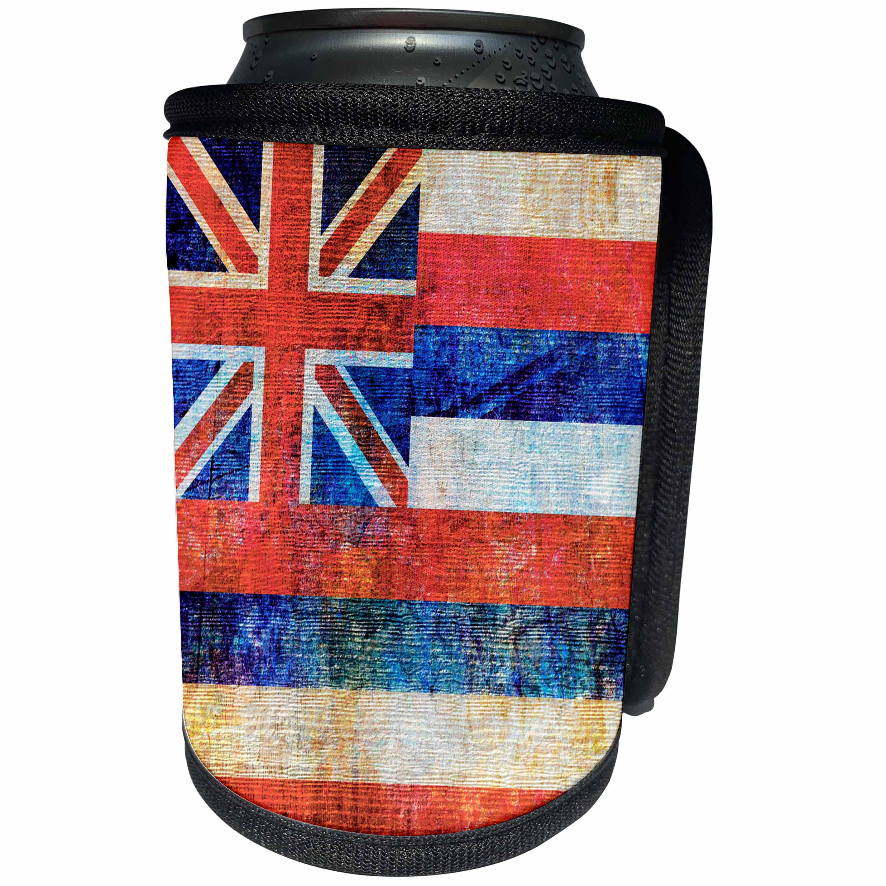 3dRose Andrea Haase Grunge Flag Art - Distressed Style Grunge Flag Of Hawaii - Can Cooler Bottle Wrap (cc_268072)