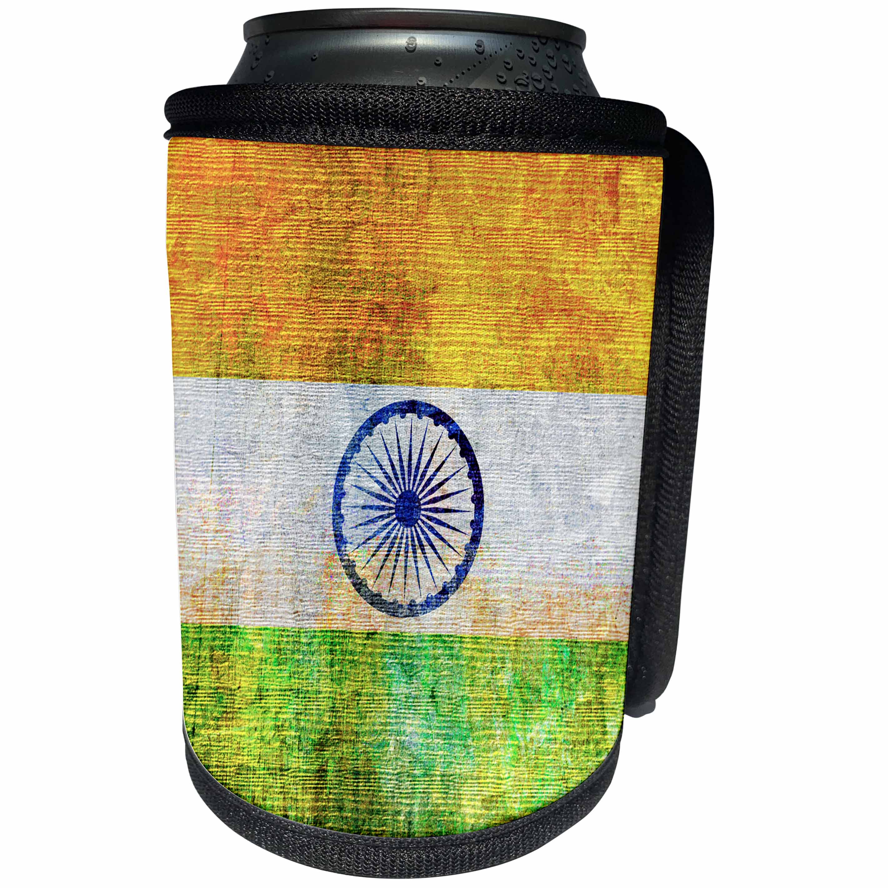 3dRose Andrea Haase Grunge Flag Art - Distressed Style Grunge Flag Of India - Can Cooler Bottle Wrap (cc_268073)