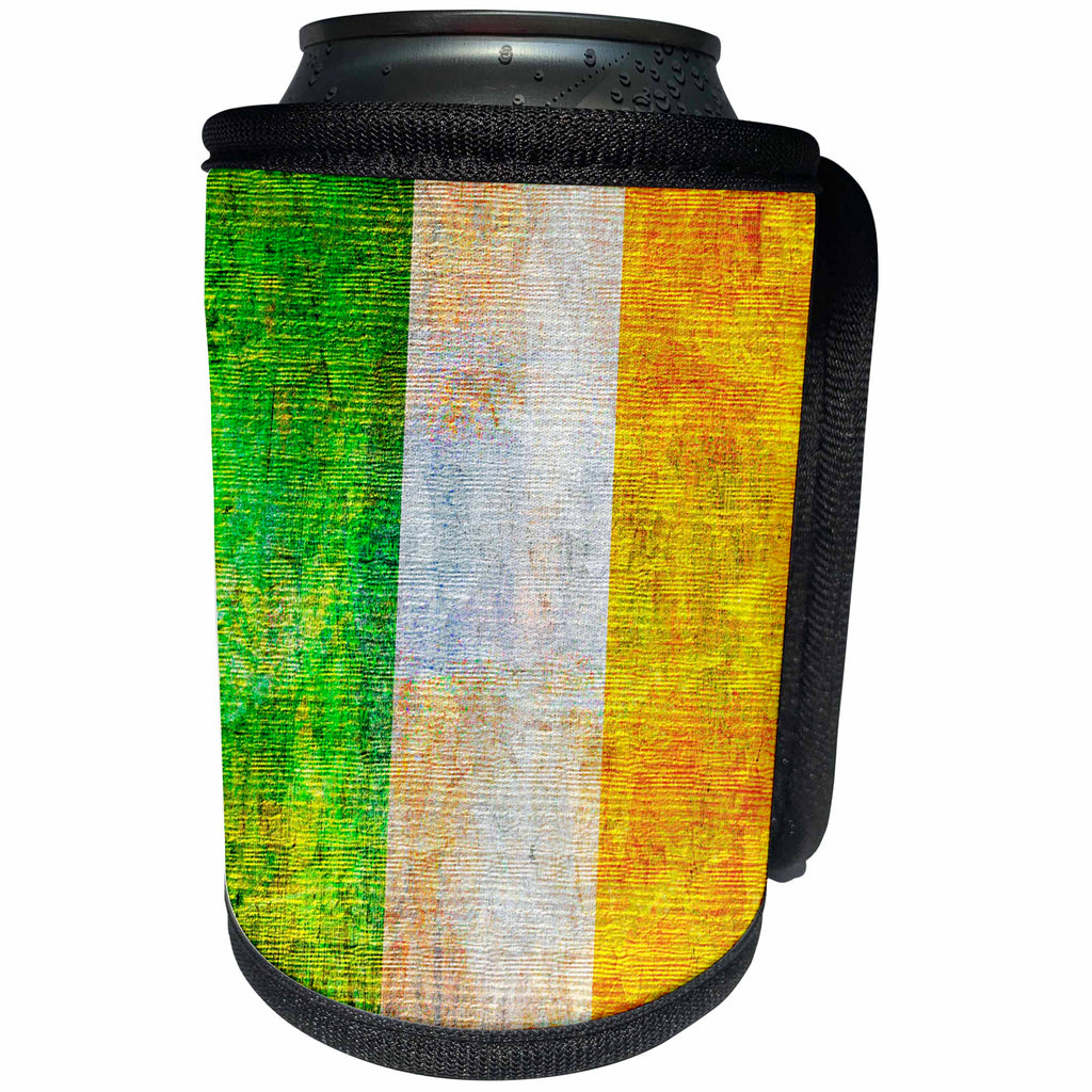 3dRose Andrea Haase Grunge Flag Art - Distressed Style Grunge Flag Of Ireland - Can Cooler Bottle Wrap (cc_268074)