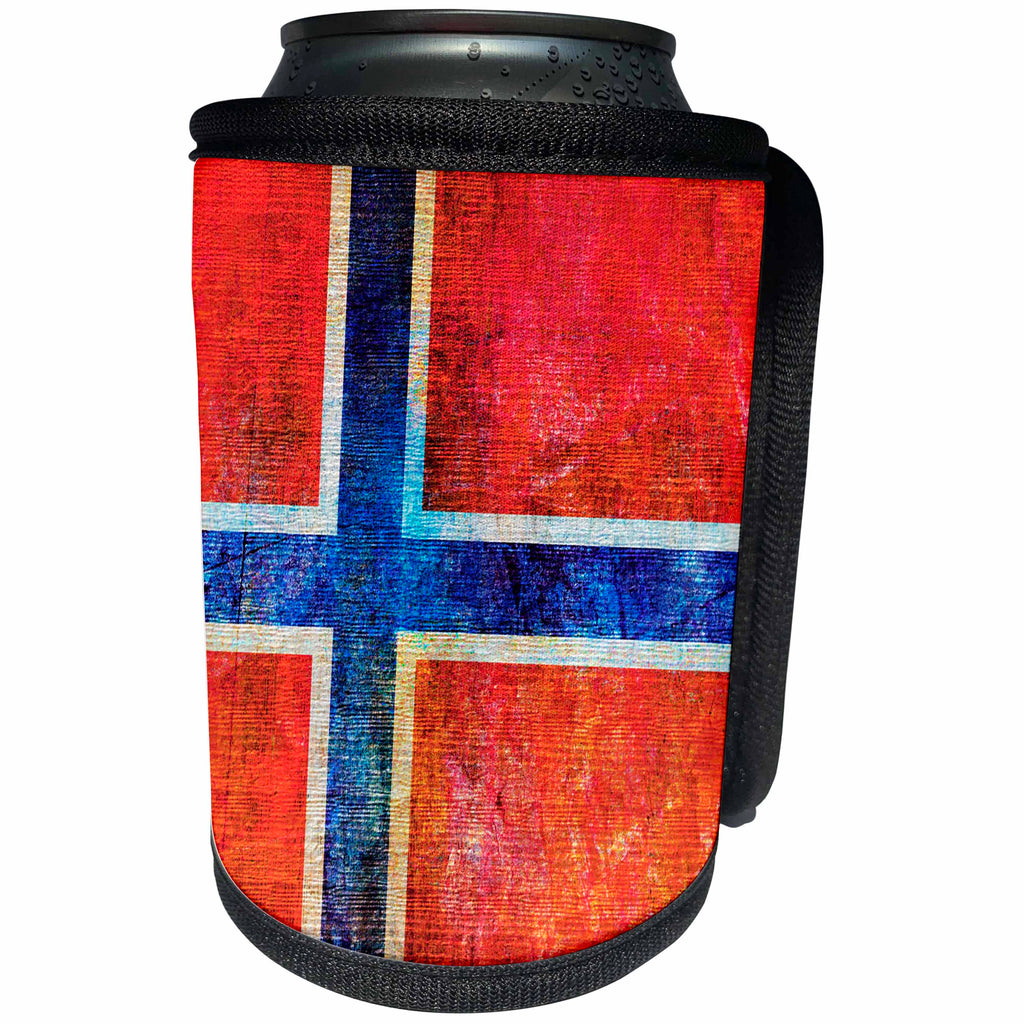 3dRose Andrea Haase Grunge Flag Art - Distressed Style Grunge Flag Of Norway - Can Cooler Bottle Wrap (cc_268080)