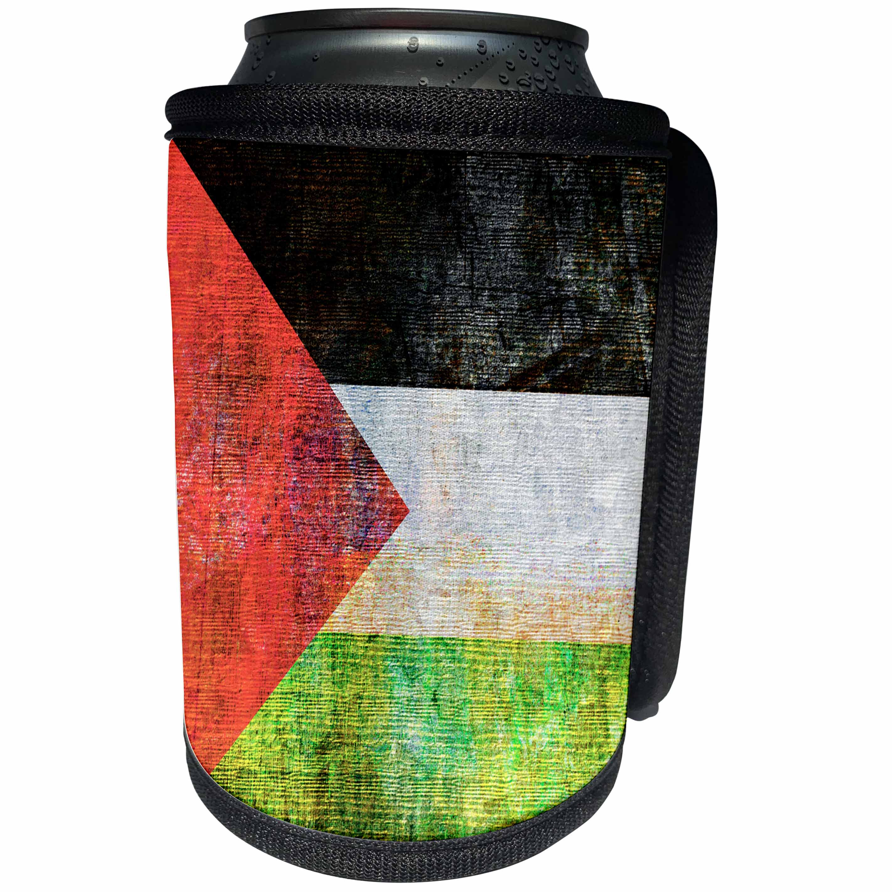 3dRose Andrea Haase Grunge Flag Art - Distressed Style Grunge Flag Of Palestine - Can Cooler Bottle Wrap (cc_268081)