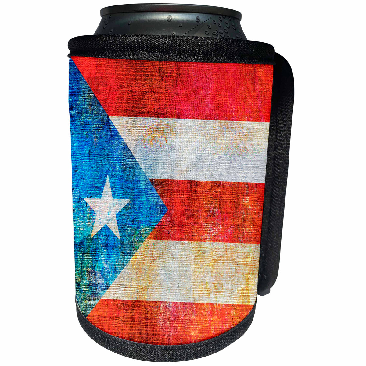 3dRose Andrea Haase Grunge Flag Art - Distressed Style Grunge Flag Of Puerto Rico - Can Cooler Bottle Wrap (cc_268083)