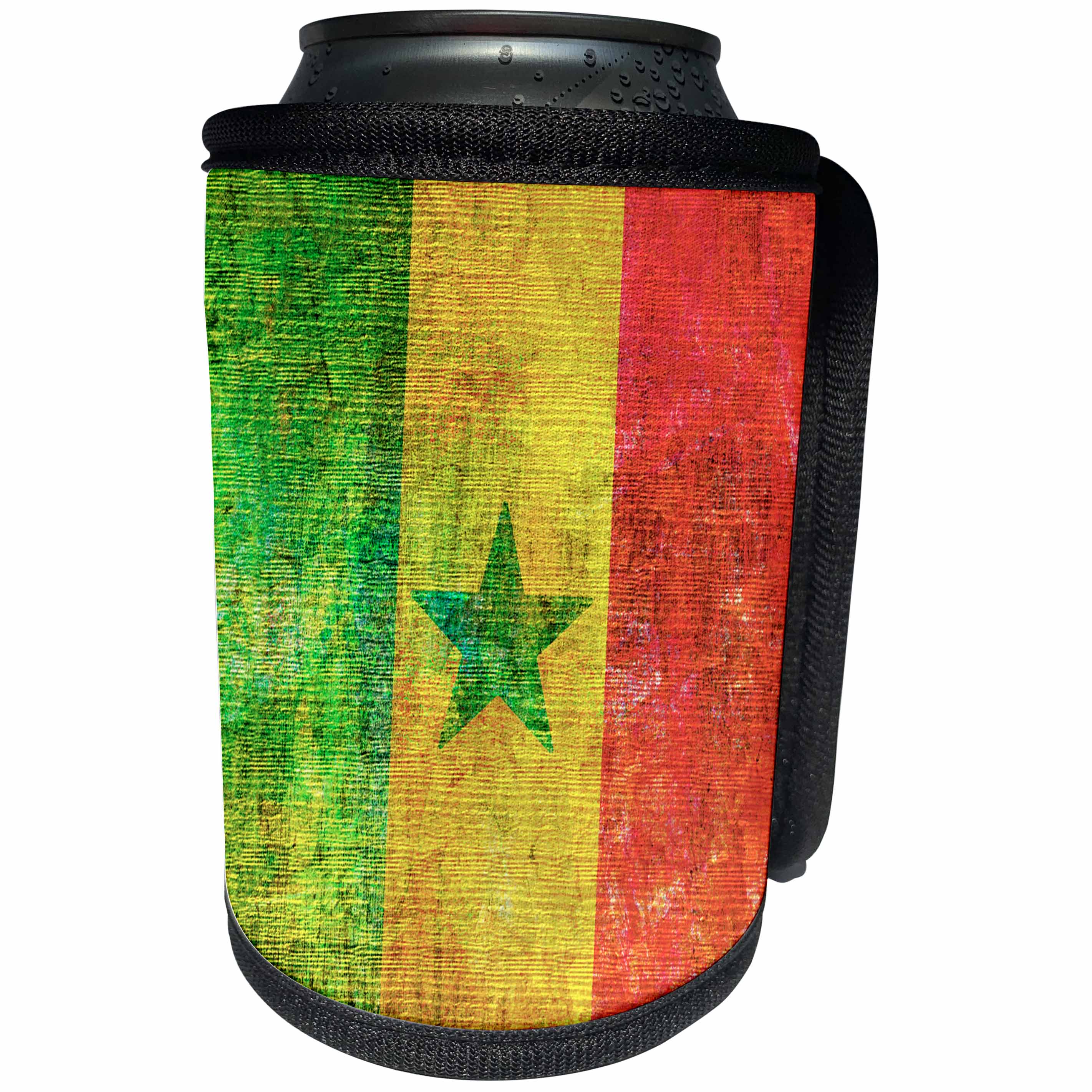 3dRose Andrea Haase Grunge Flag Art - Distressed Style Grunge Flag Of Senegal - Can Cooler Bottle Wrap (cc_268084)