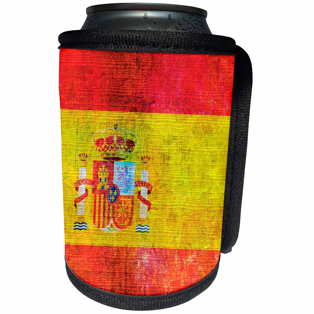 3dRose Andrea Haase Grunge Flag Art - Distressed Style Grunge Flag Of Spain - Can Cooler Bottle Wrap (cc_268086)