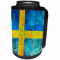 3dRose Andrea Haase Grunge Flag Art - Distressed Style Grunge Flag Of Sweden - Can Cooler Bottle Wrap (cc_268087)