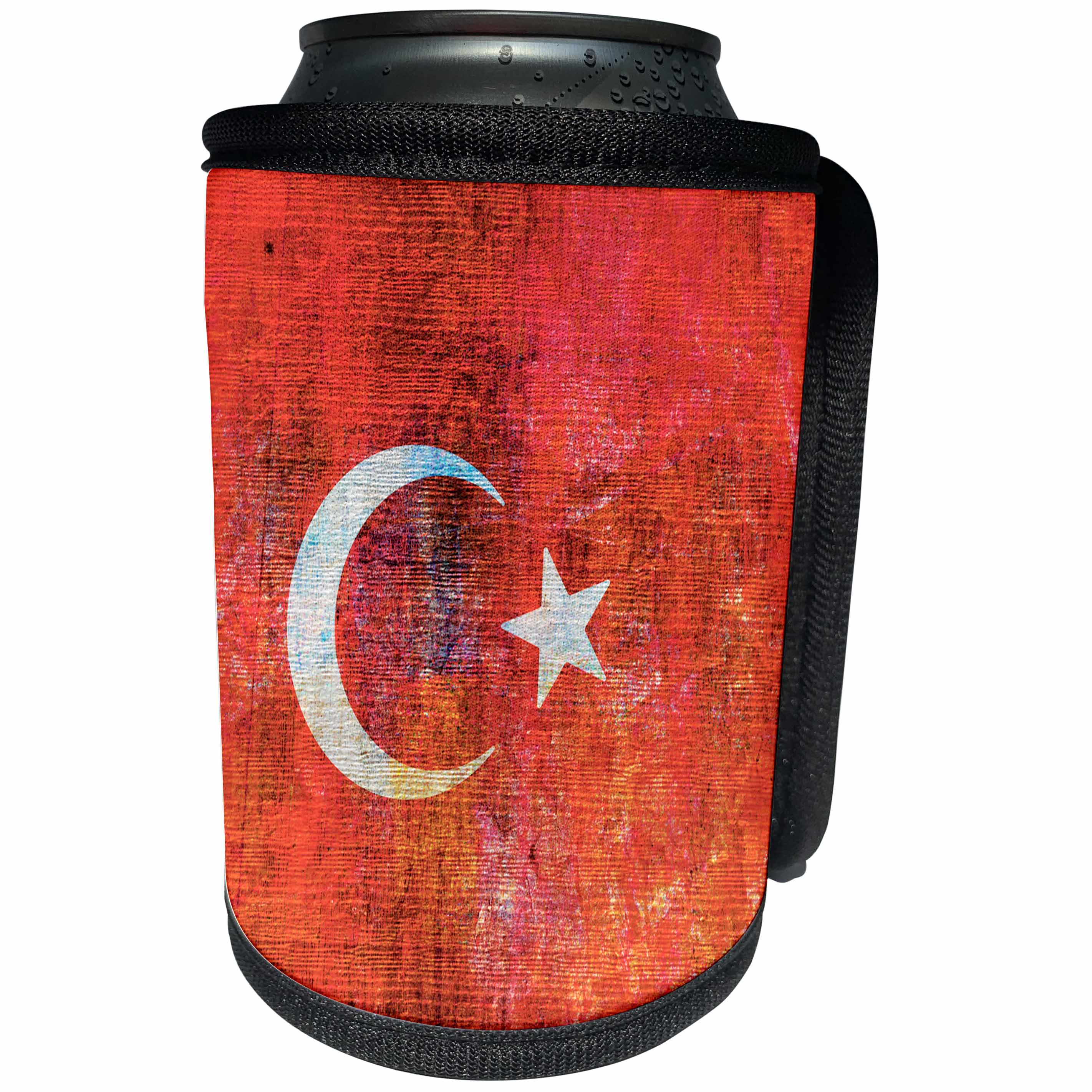 3dRose Andrea Haase Grunge Flag Art - Distressed Style Grunge Flag Of Turkey - Can Cooler Bottle Wrap (cc_268089)