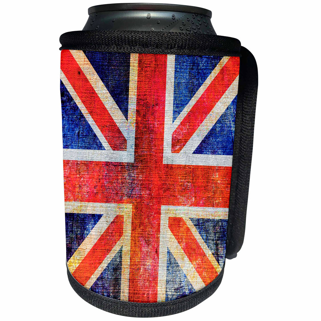 3dRose Andrea Haase Grunge Flag Art - Distressed Style Grunge Flag Of United Kingdom - Can Cooler Bottle Wrap (cc_268090)