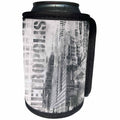 3dRose Andrea Haase Art Illustration - Modern Metropolis Urban City Art With Typography In Monochrome Grey - Can Cooler Bottle Wrap (cc_268114)