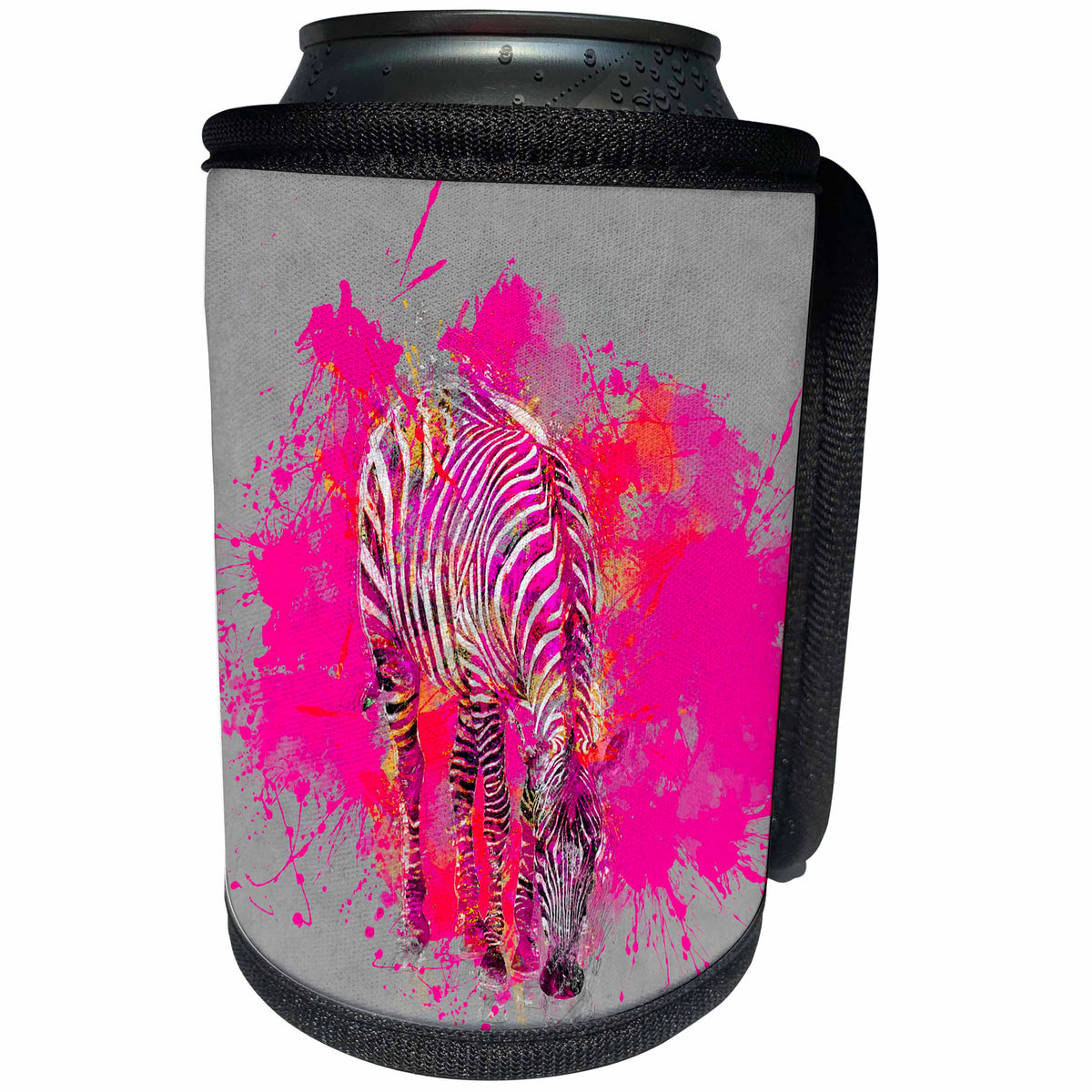 3dRose Andrea Haase Animals Illustration - Modern Artistic Zebra Illustration In Grey And Pink - Can Cooler Bottle Wrap (cc_268131)